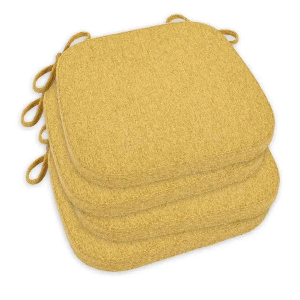 New Sinosso 2 Pack Memory Foam Dining Chair Cushion Set in Mustard Yellow